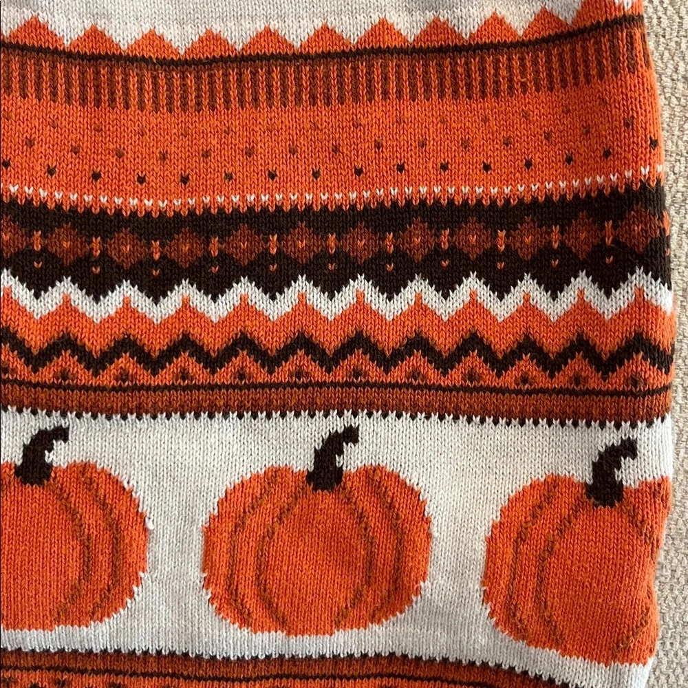 Gymboree Girl’s Cream Knit Sweater Dress with Pumpkin Accent